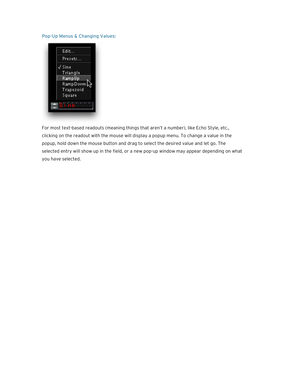 Pop-up menus & changing values | Soundtoys EchoBoy User Manual | Page 15 / 63