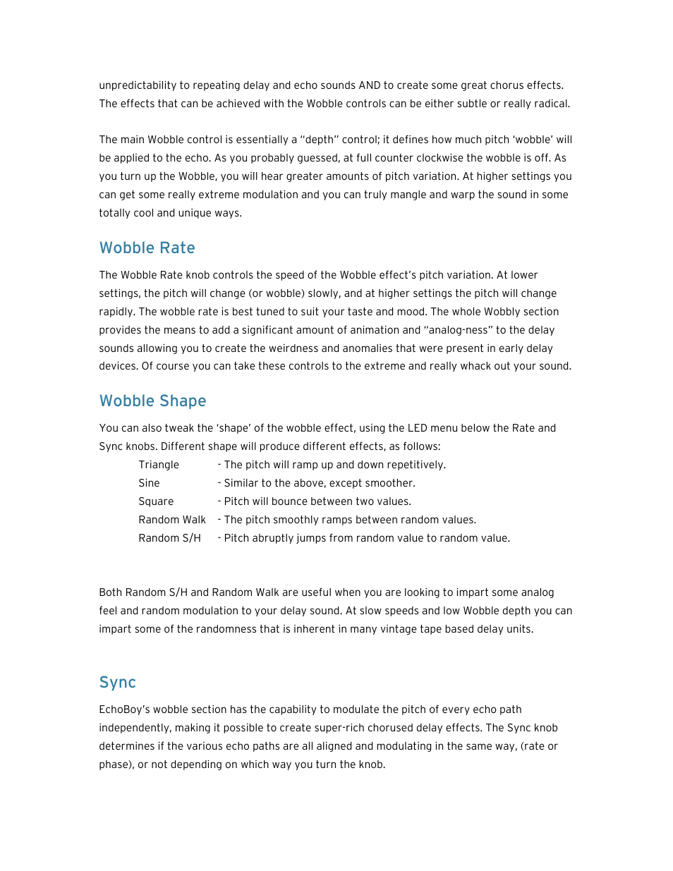 Wobble rate, Wobble shape, Sync | Soundtoys EchoBoy User Manual | Page 53 / 63