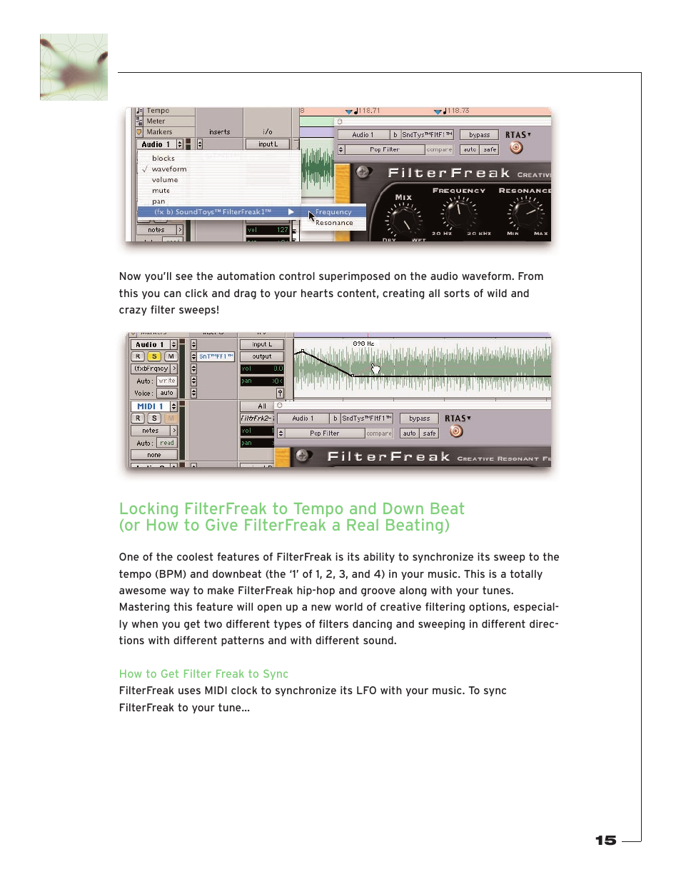 Locking filterfreak to tempo and down beat | Soundtoys FilterFreak User Manual | Page 15 / 41