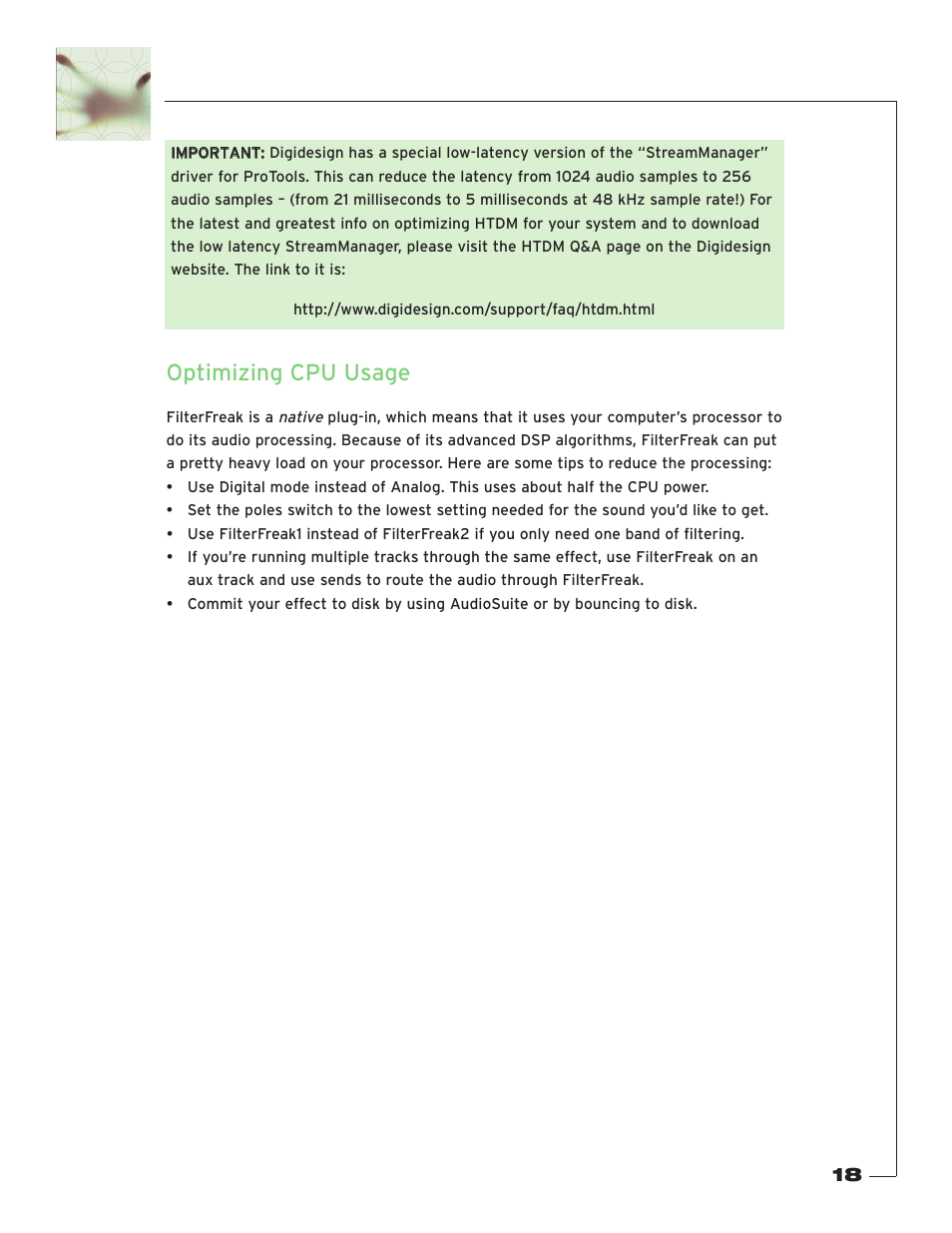 Optimizing cpu usage | Soundtoys FilterFreak User Manual | Page 18 / 41