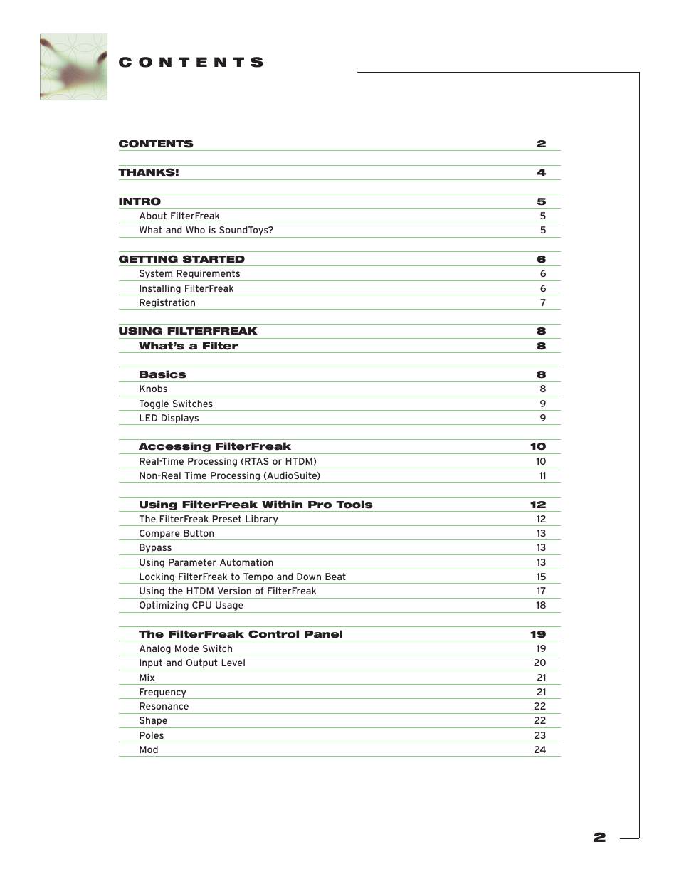 Soundtoys FilterFreak User Manual | Page 2 / 41