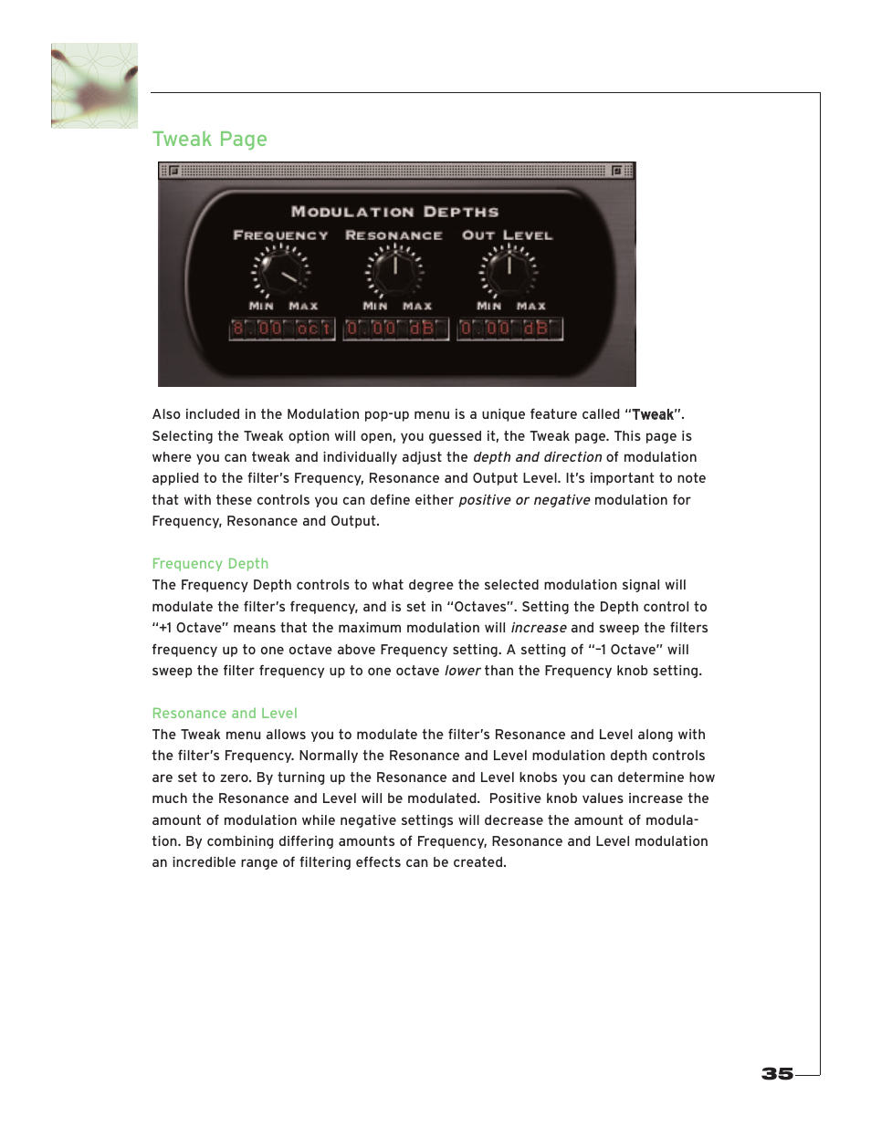 Tweak page | Soundtoys FilterFreak User Manual | Page 35 / 41