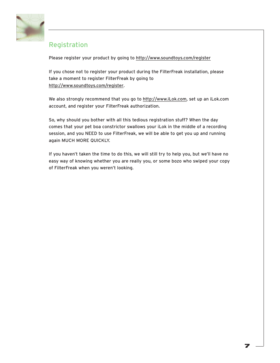 Registration | Soundtoys FilterFreak User Manual | Page 7 / 41