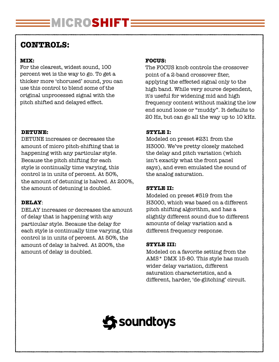 Controls | Soundtoys MicroShift User Manual | Page 2 / 2