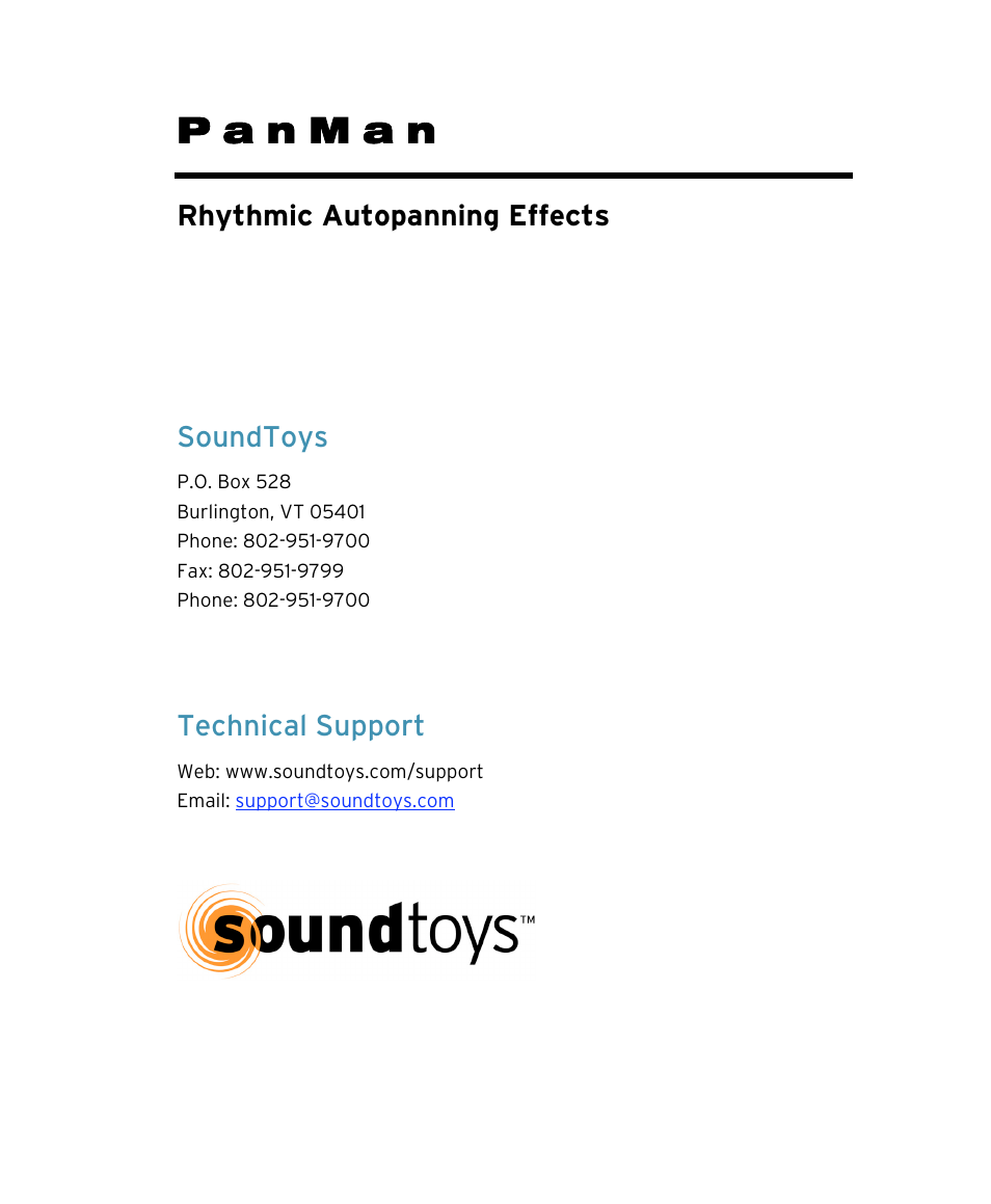 Soundtoys PanMan User Manual | 27 pages