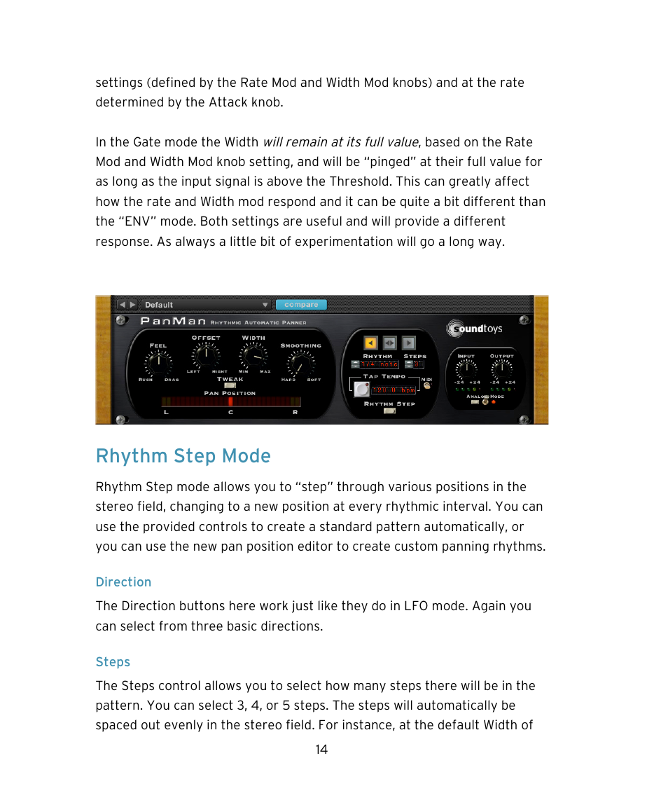 Rhythm step mode | Soundtoys PanMan User Manual | Page 14 / 27