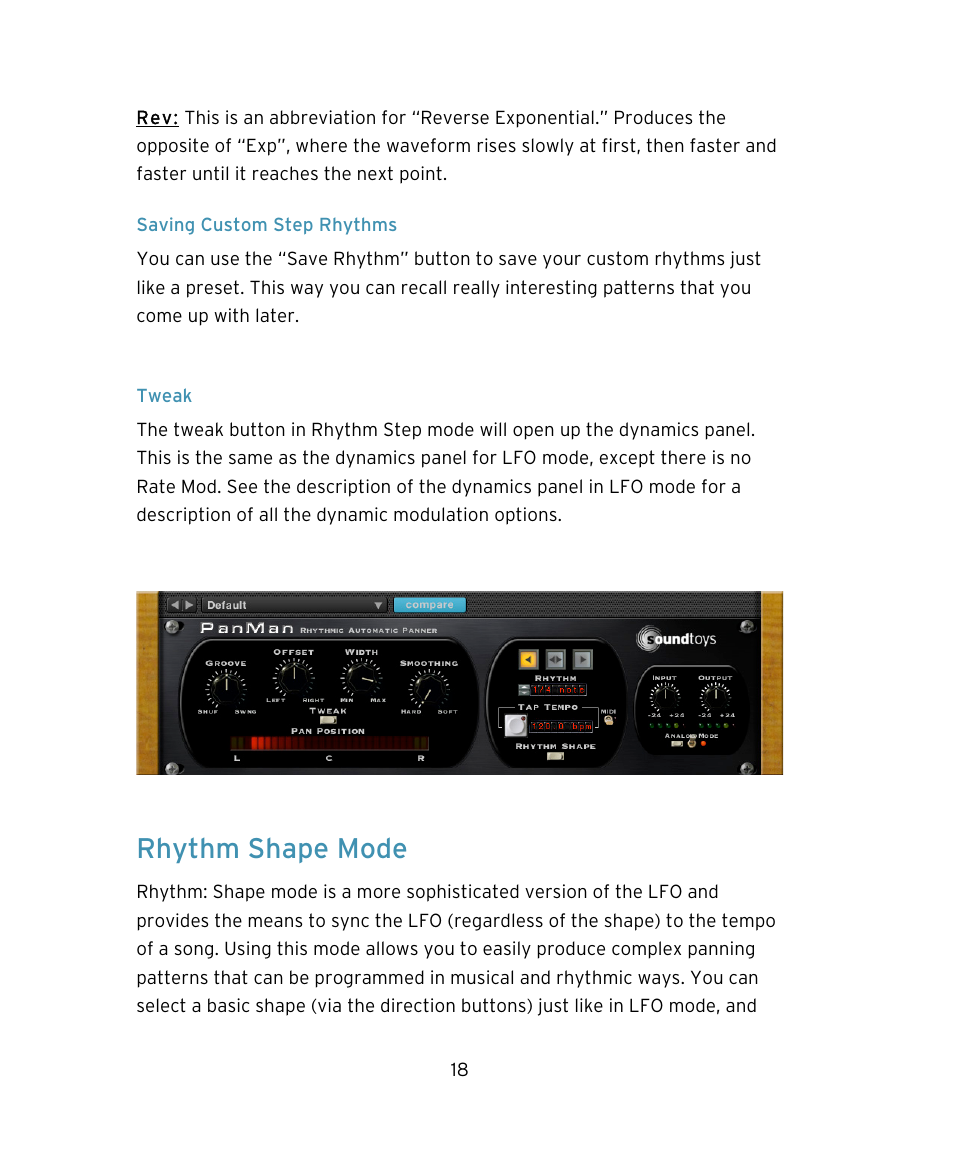 Rhythm shape mode | Soundtoys PanMan User Manual | Page 18 / 27