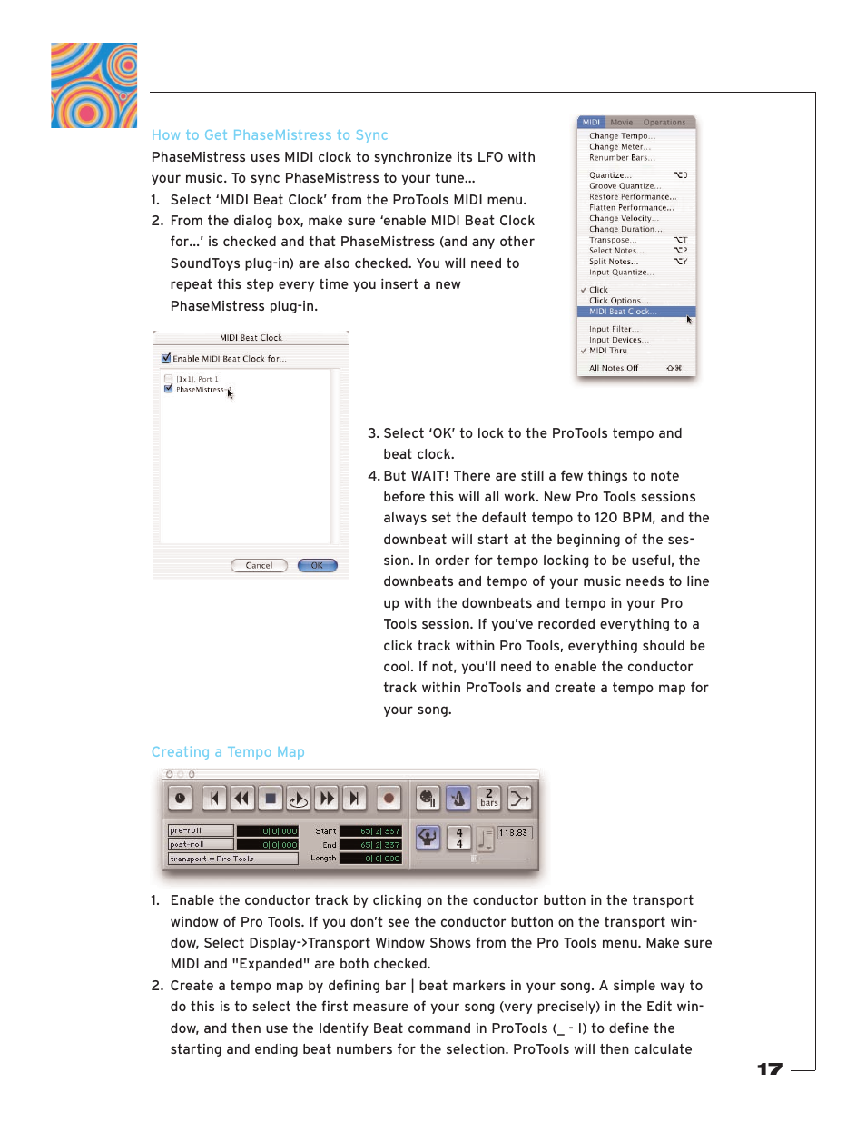 How to get phasemistress to sync, Creating a tempo map | Soundtoys PhaseMistress User Manual | Page 17 / 46