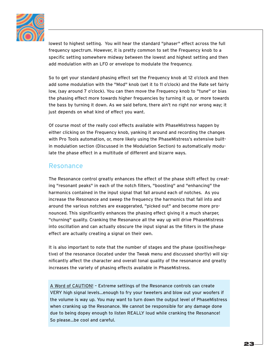 Resonance | Soundtoys PhaseMistress User Manual | Page 23 / 46