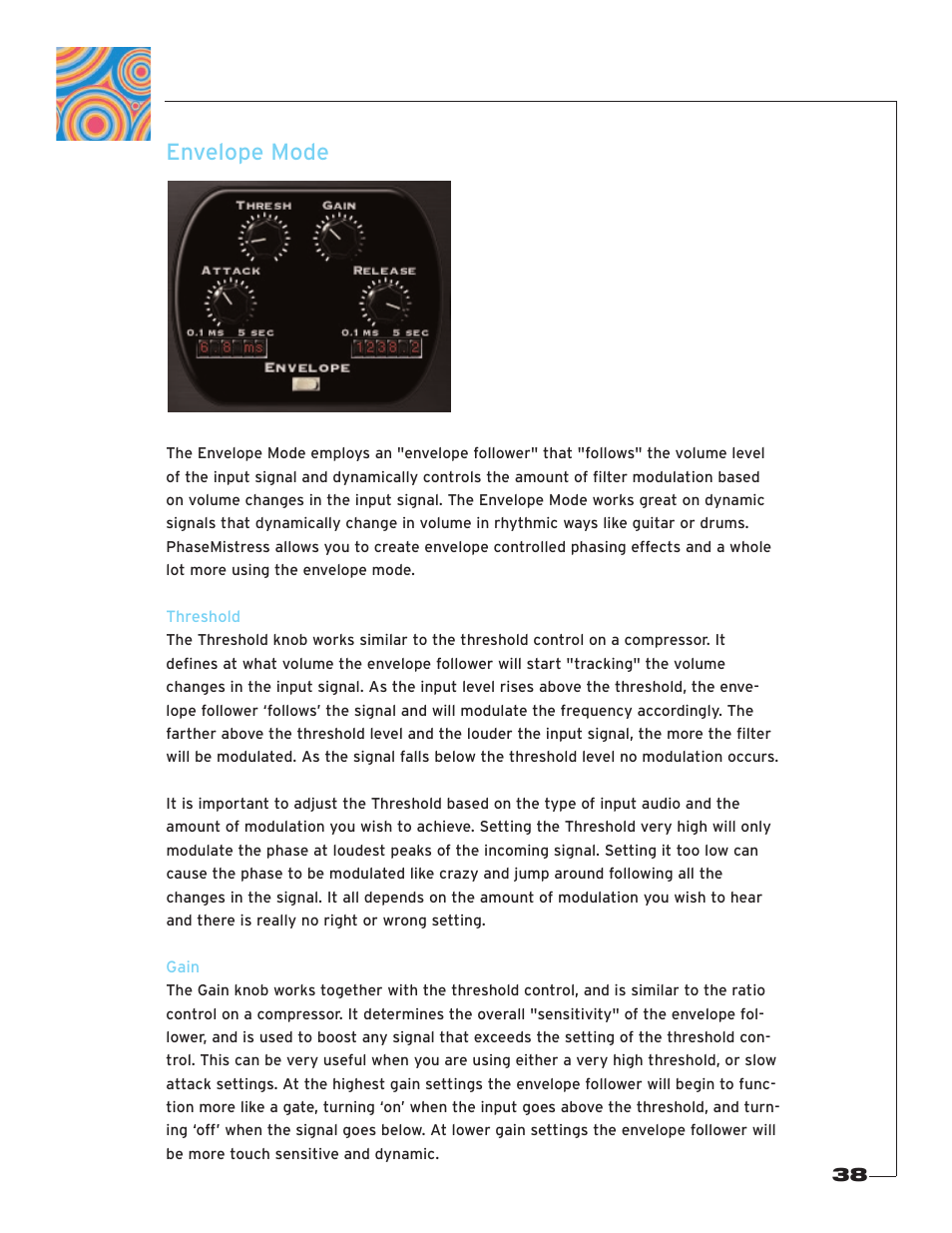 Envelope mode, Threshold, Gain | Soundtoys PhaseMistress User Manual | Page 38 / 46