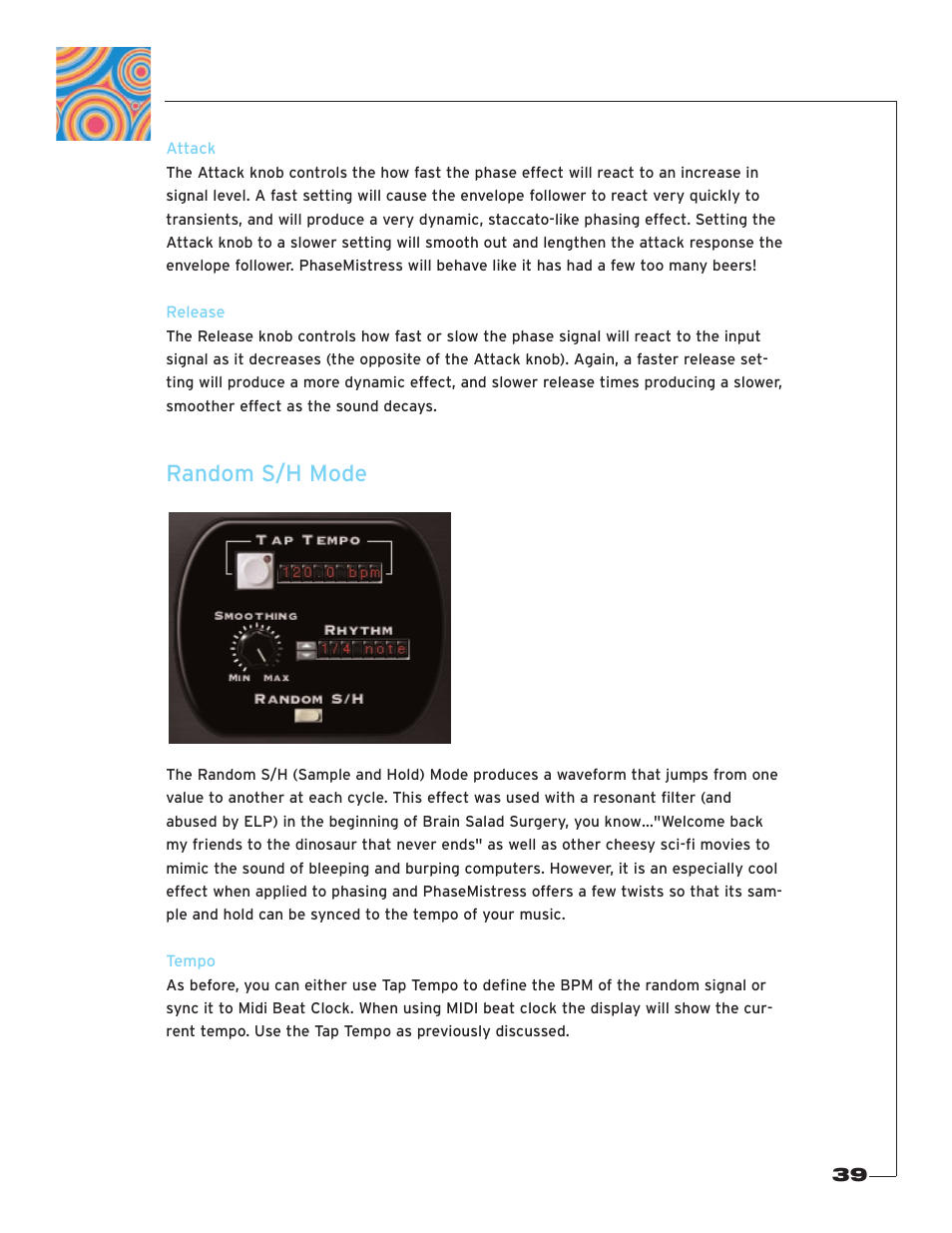 Attack, Release, Random s/h mode | Tempo | Soundtoys PhaseMistress User Manual | Page 39 / 46