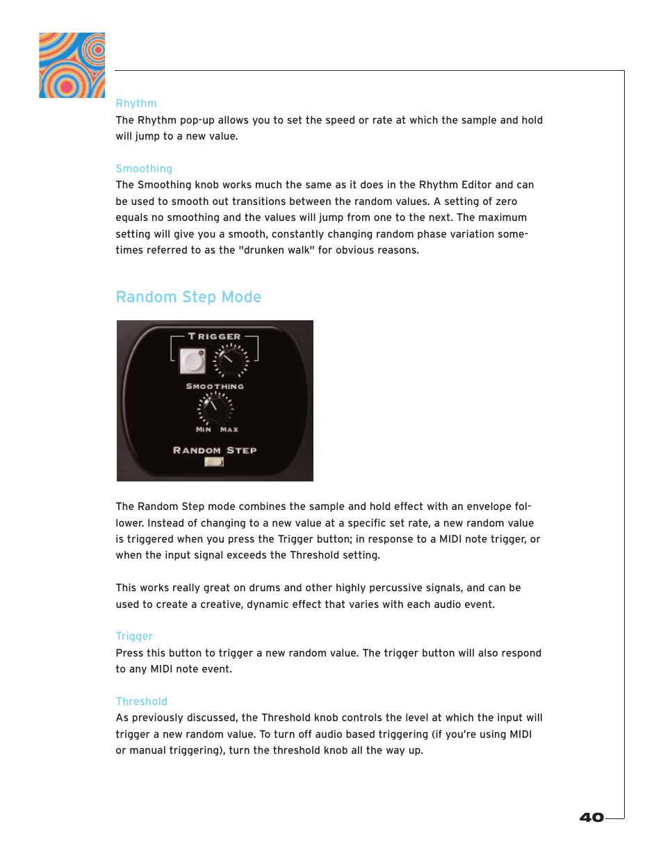 Smoothing, Random step mode, Trigger | Threshold | Soundtoys PhaseMistress User Manual | Page 40 / 46