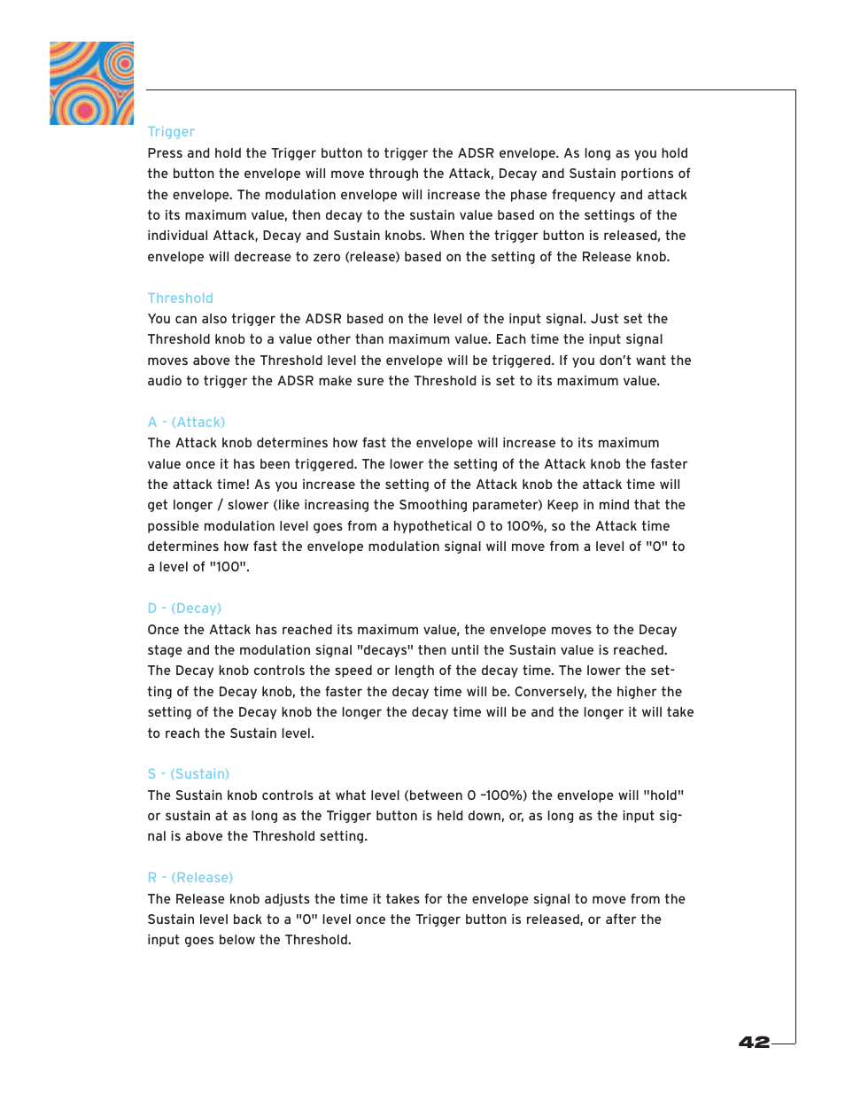 Trigger, A - (attack), D - (decay) | S - (sustain), R - (release) | Soundtoys PhaseMistress User Manual | Page 42 / 46