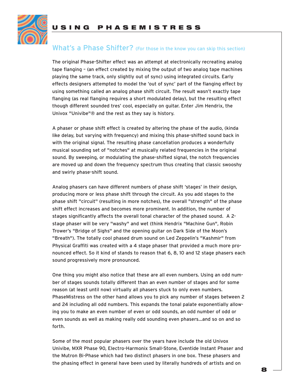 U s i n g p h a s e m i s t r e s s, What’s a phase shifter | Soundtoys PhaseMistress User Manual | Page 8 / 46