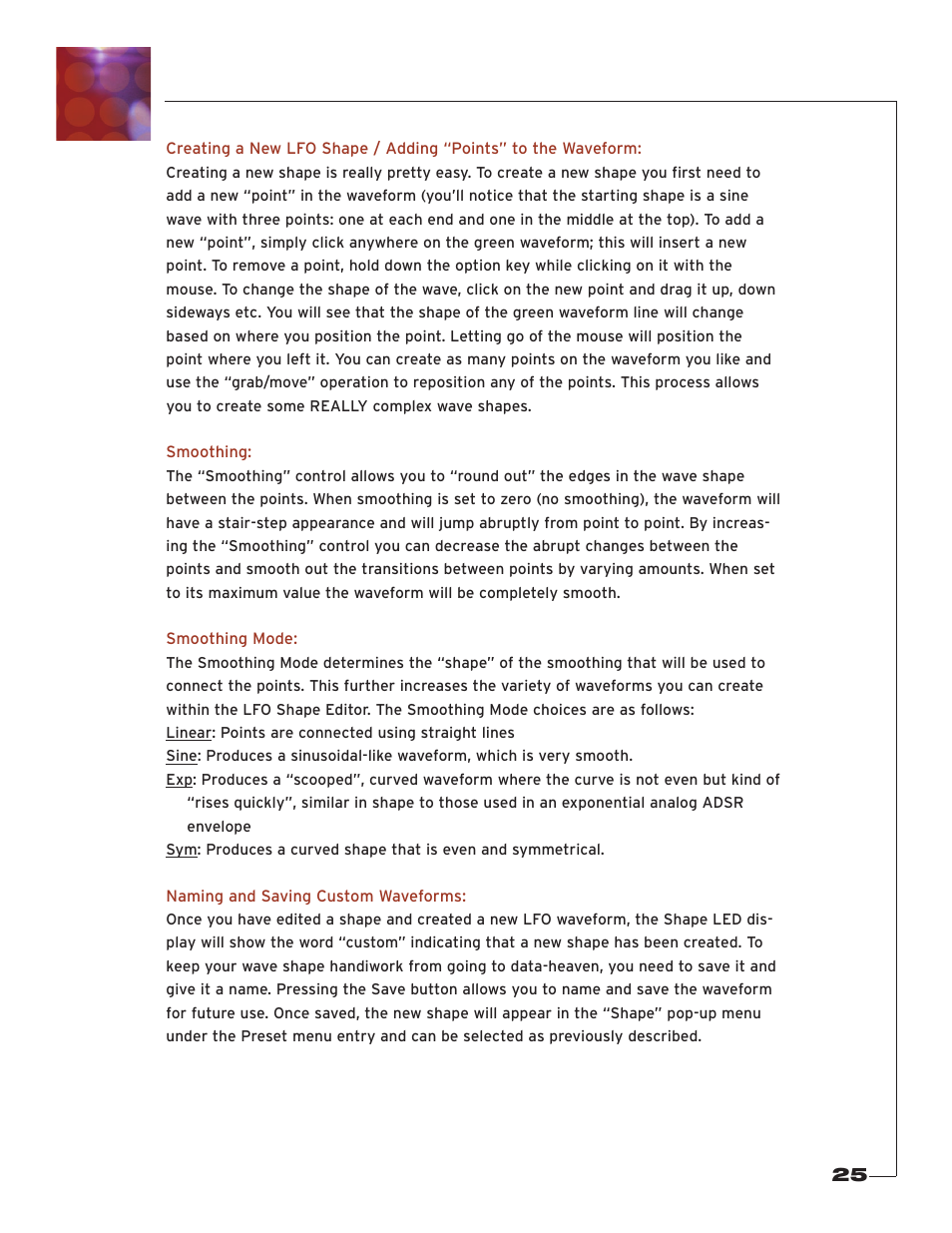 Smoothing, Smoothing mode, Naming and saving custom waveforms | Soundtoys Tremolator User Manual | Page 25 / 36