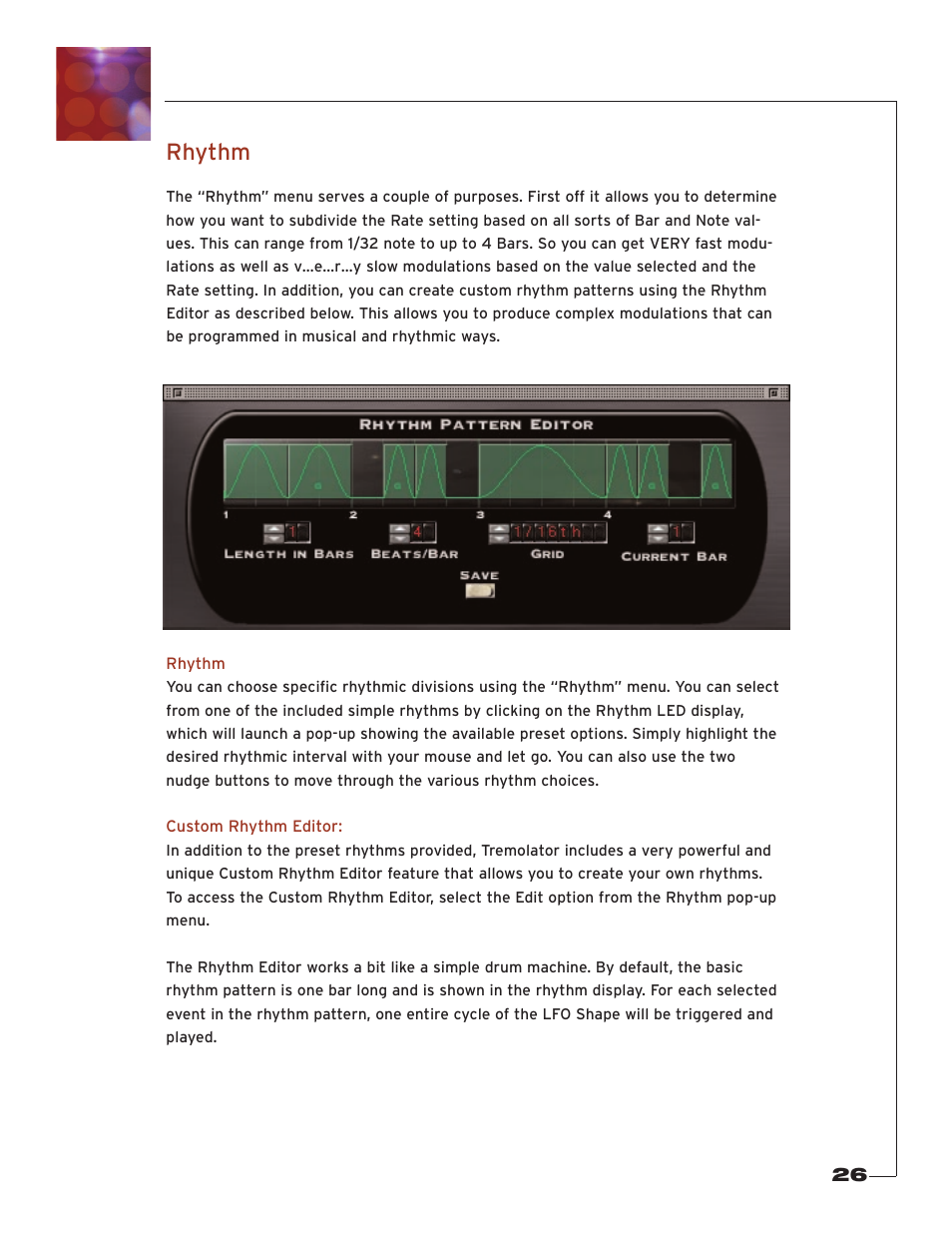 Rhythm, Custom rhythm editor | Soundtoys Tremolator User Manual | Page 26 / 36