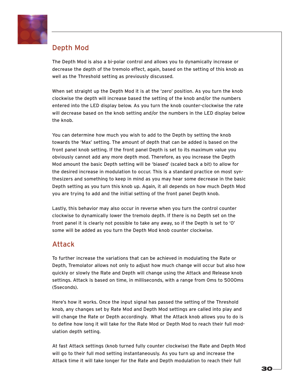 Depth mod, Attack | Soundtoys Tremolator User Manual | Page 30 / 36