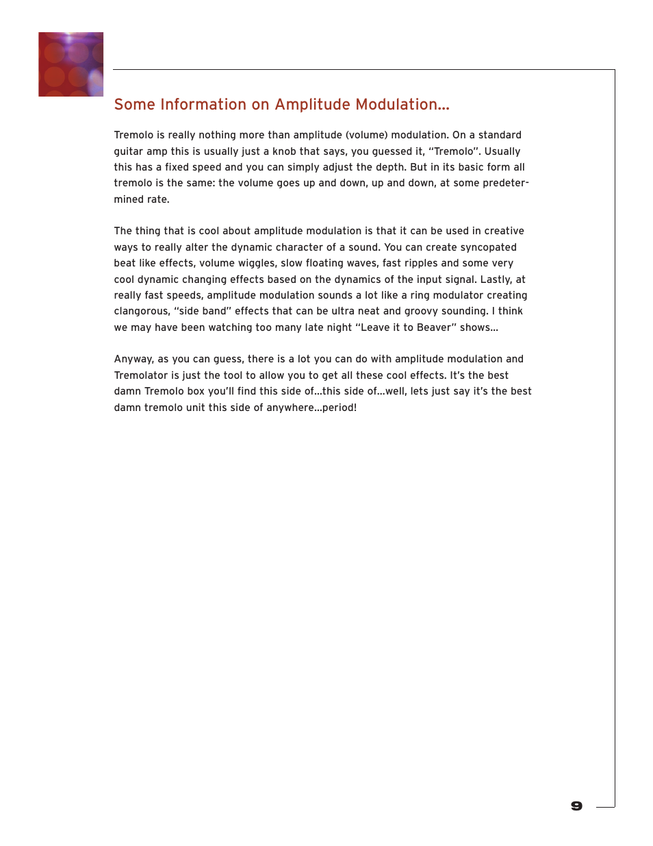 Some information on amplitude modulation | Soundtoys Tremolator User Manual | Page 9 / 36