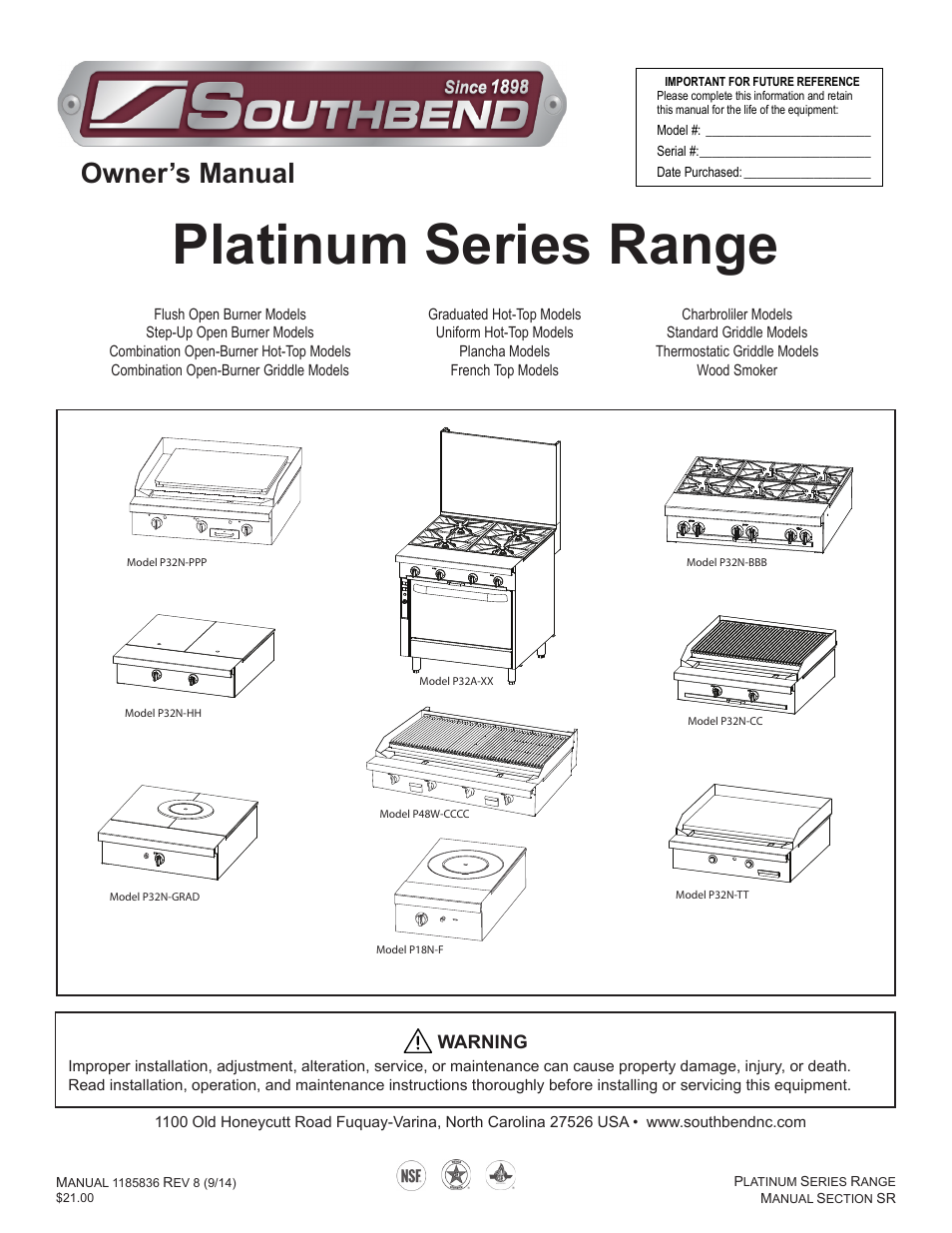 Southbend P32N-TT User Manual | 54 pages