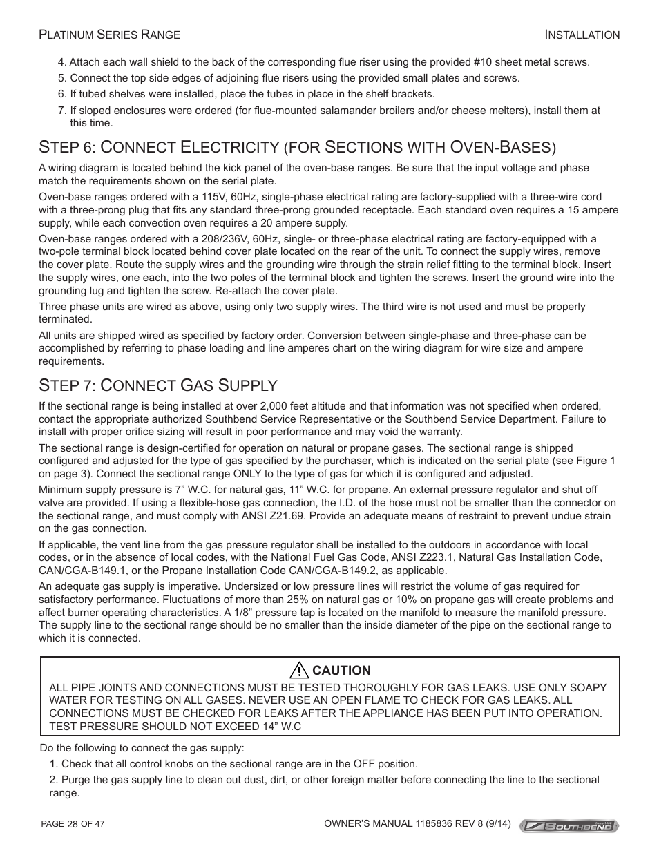 Tep 6, Onnect, Lectricity (for | Ections with, Ases), Tep 7, Upply | Southbend P32N-TT User Manual | Page 28 / 54