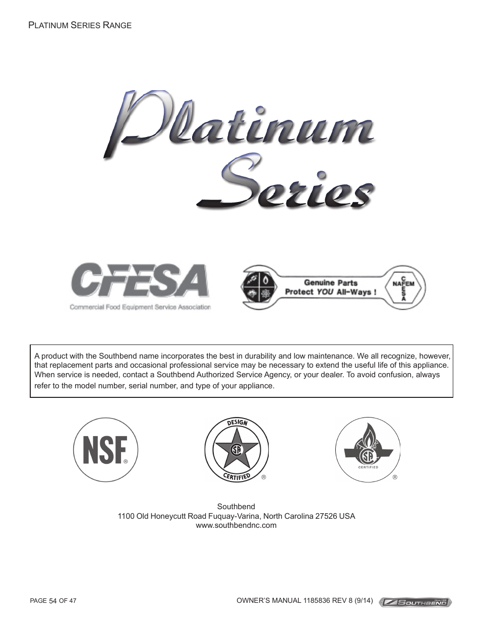 Southbend P32N-TT User Manual | Page 54 / 54