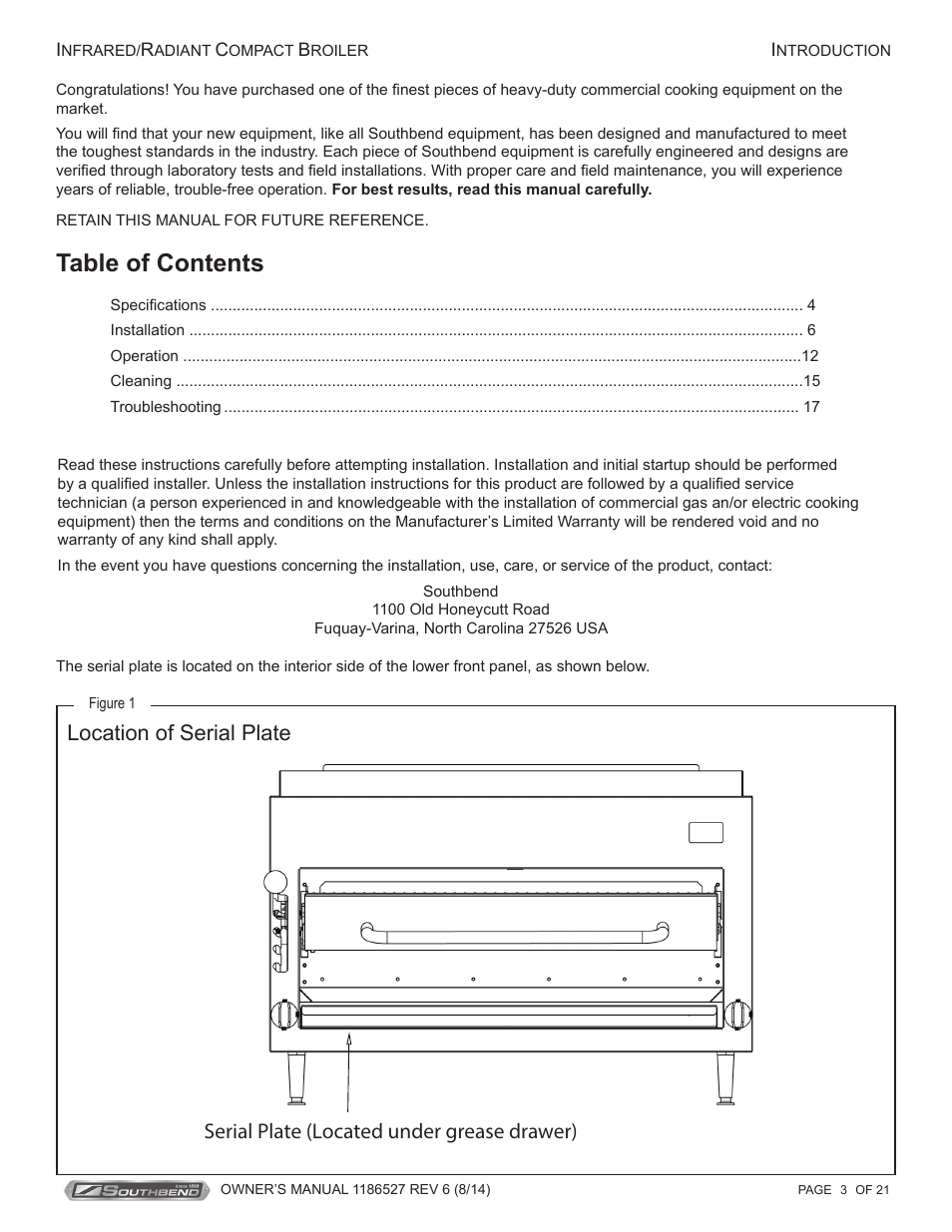 Southbend Infrared/Radiant Broilers User Manual | Page 3 / 21