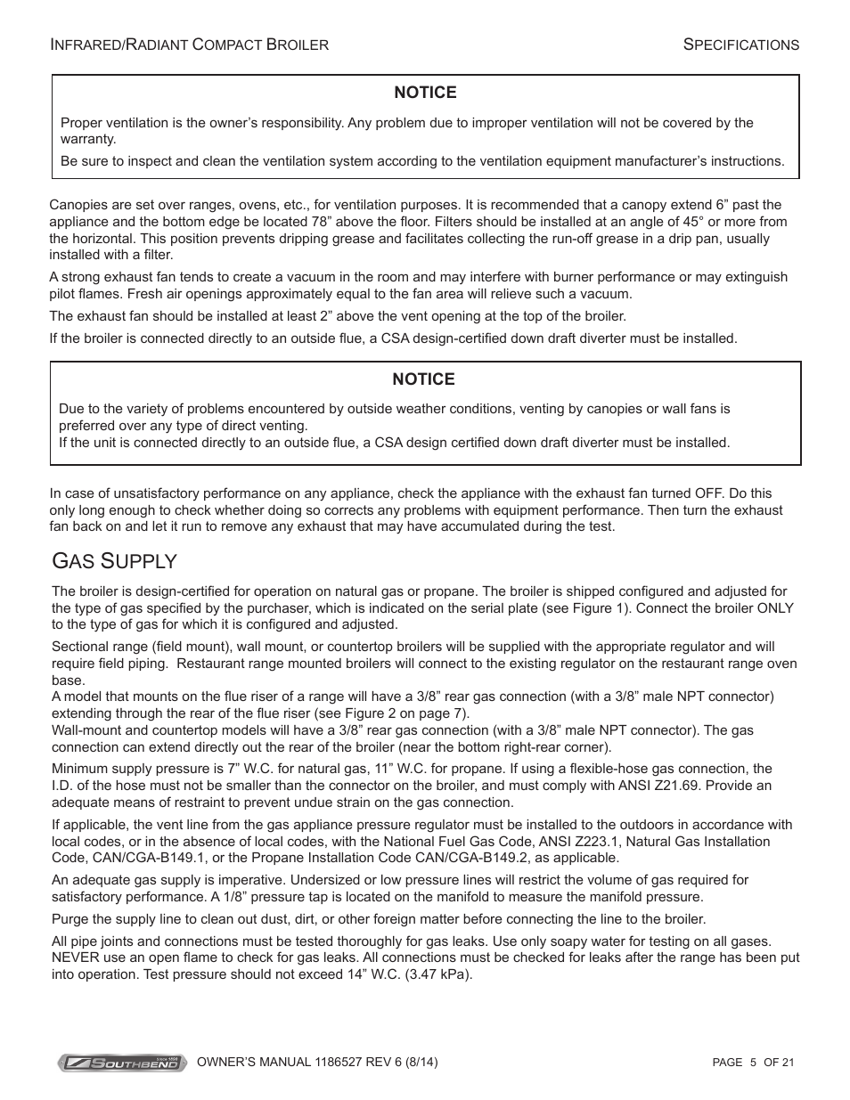 Upply | Southbend Infrared/Radiant Broilers User Manual | Page 5 / 21