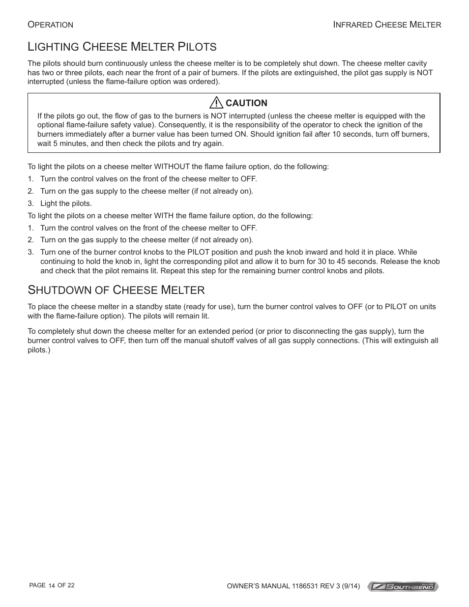 Southbend Cheese Melters User Manual | Page 14 / 22