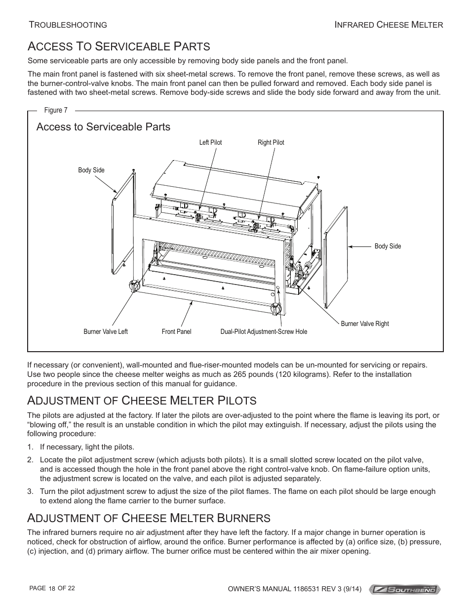 Southbend Cheese Melters User Manual | Page 18 / 22
