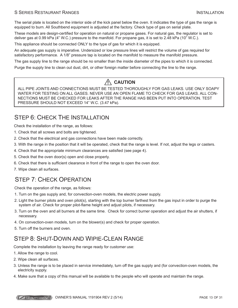 Southbend S Series Restaurant Ranges User Manual | Page 13 / 31