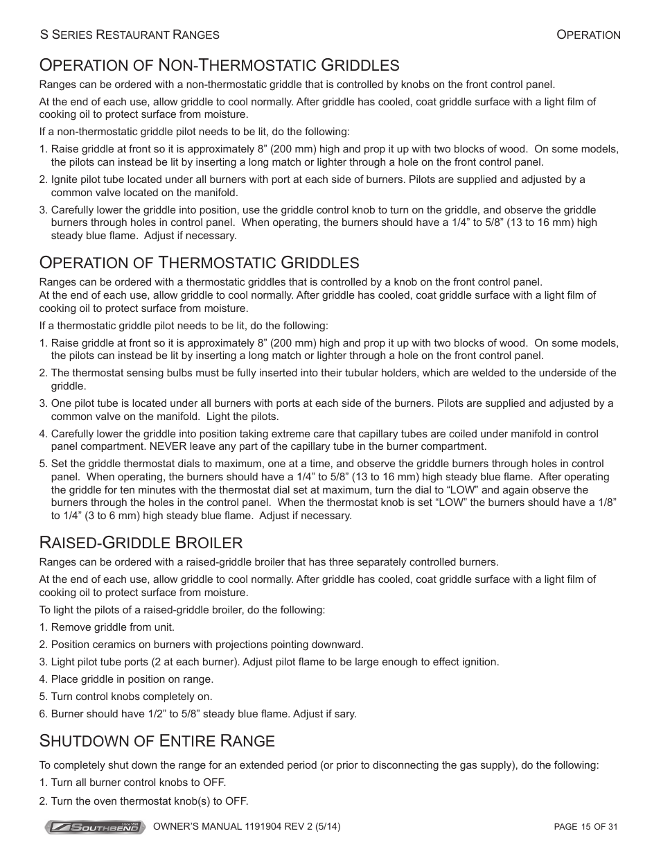 Southbend S Series Restaurant Ranges User Manual | Page 15 / 31