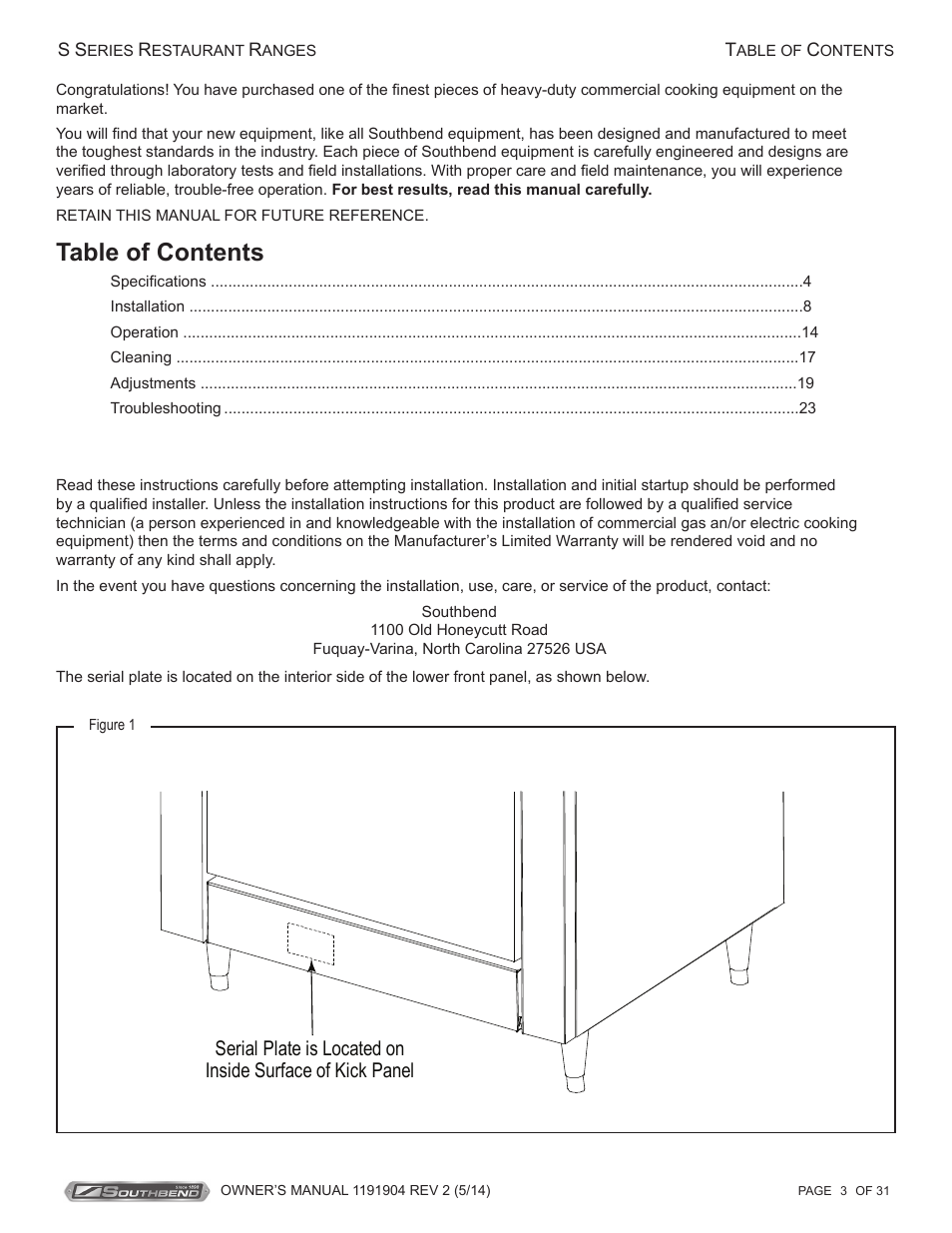 Southbend S Series Restaurant Ranges User Manual | Page 3 / 31