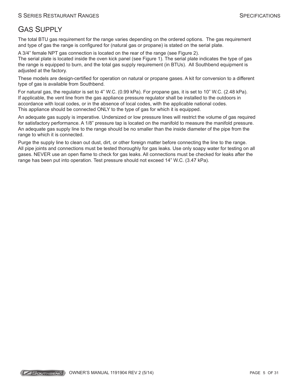 Upply | Southbend S Series Restaurant Ranges User Manual | Page 5 / 31