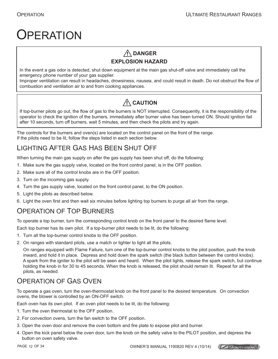 Peration | Southbend 4601DD-2RR User Manual | Page 12 / 34