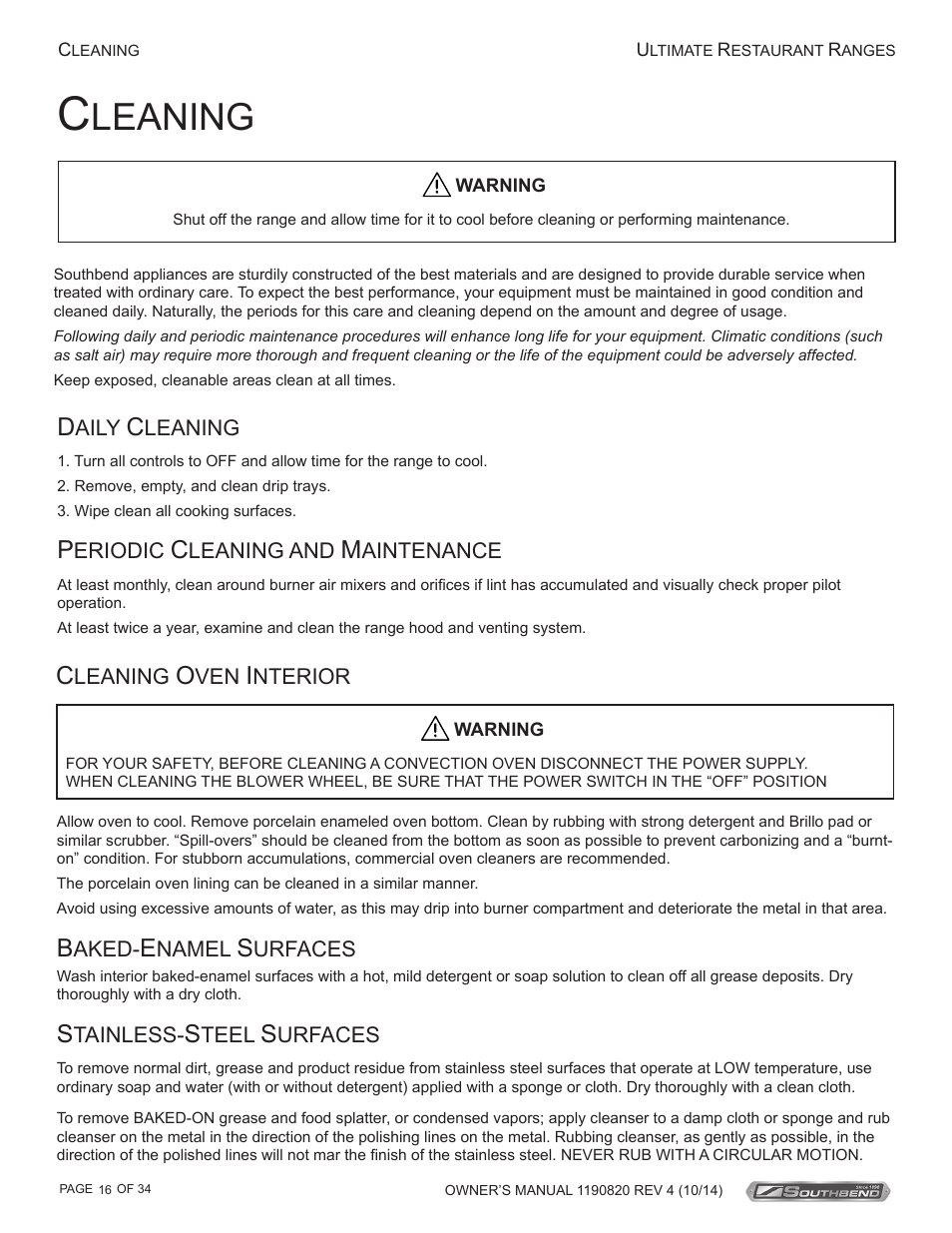 Leaning | Southbend 4601DD-2RR User Manual | Page 16 / 34