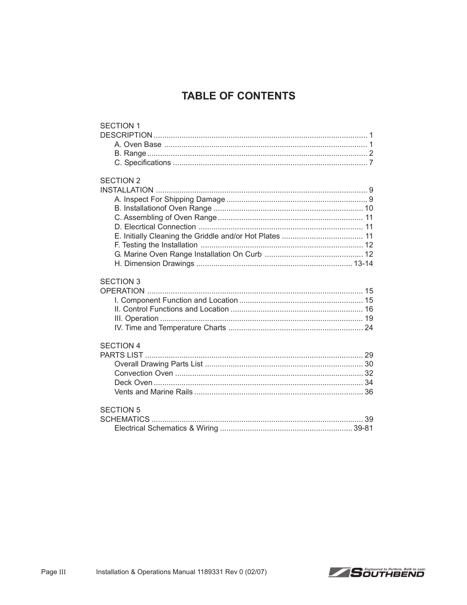 Southbend SE36 User Manual | Page 4 / 88