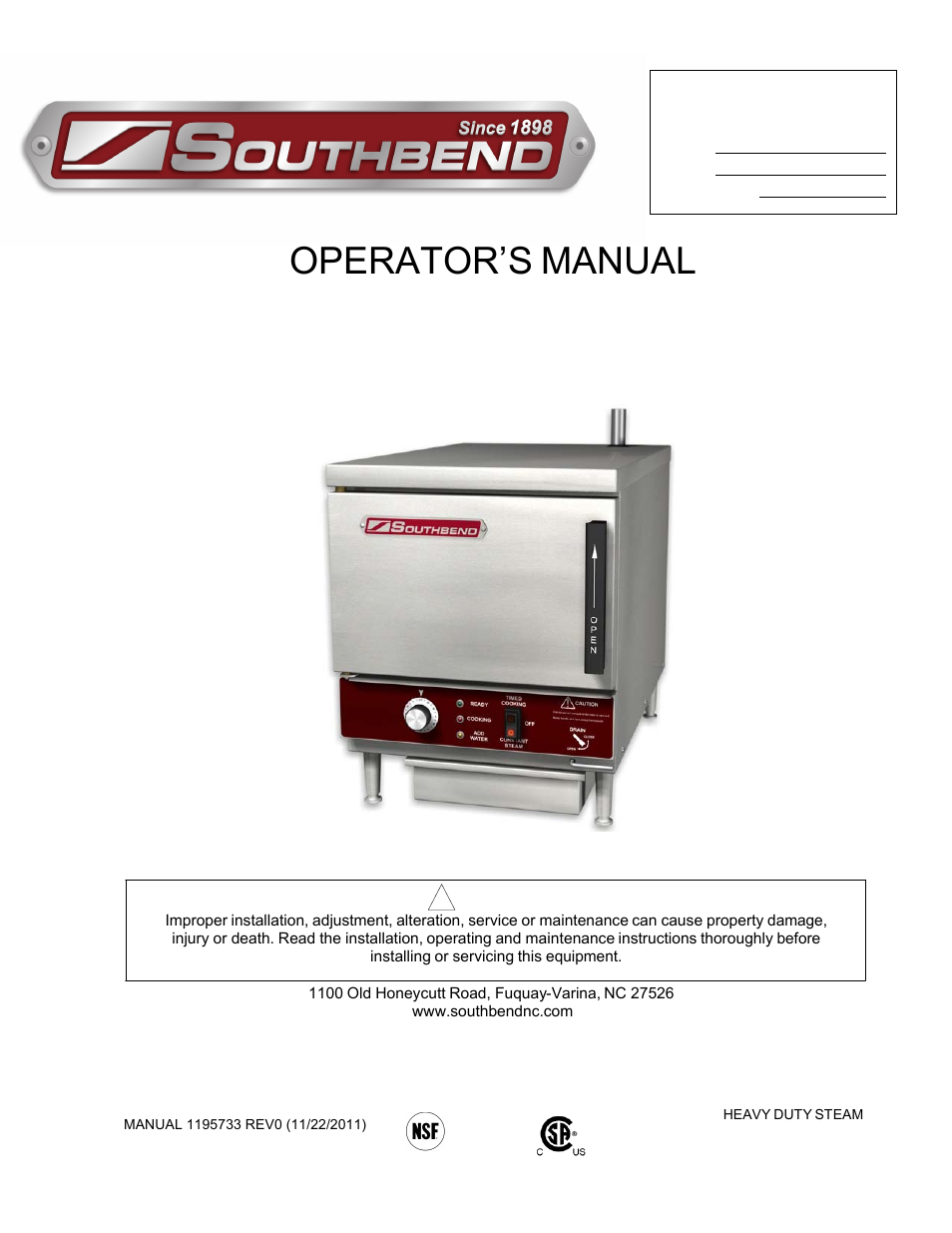 Southbend EZ18-5 User Manual | 25 pages