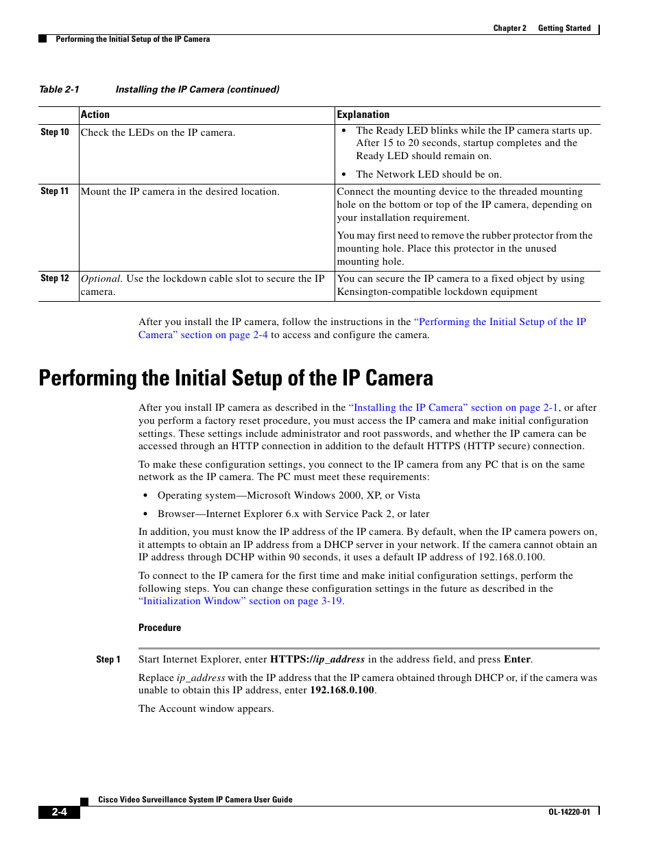 Performing the initial setup of the ip camera, Xplanation, If you are using a cs | Cisco CIVS-IPC-2500 User Manual | Page 16 / 82