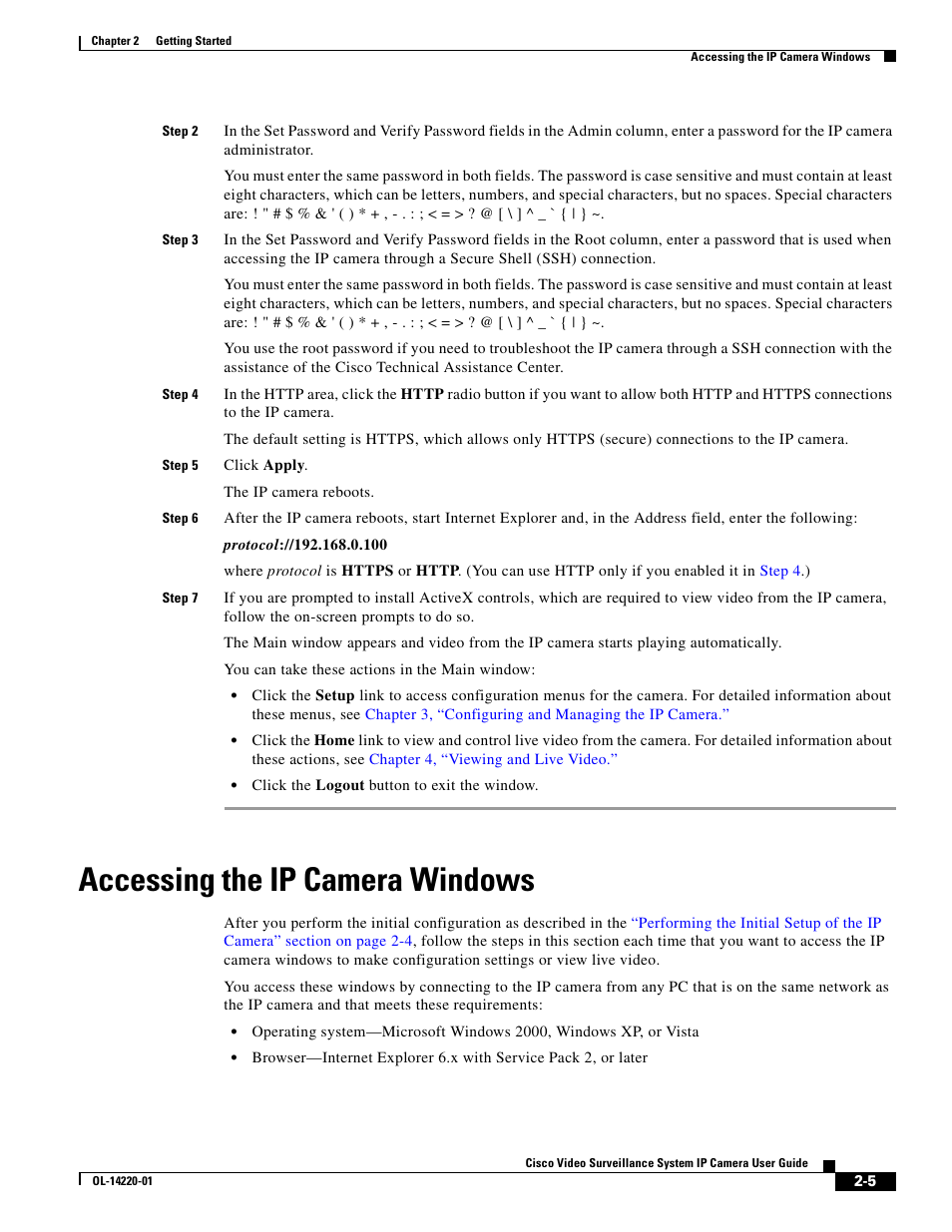 Accessing the ip camera windows | Cisco CIVS-IPC-2500 User Manual | Page 17 / 82