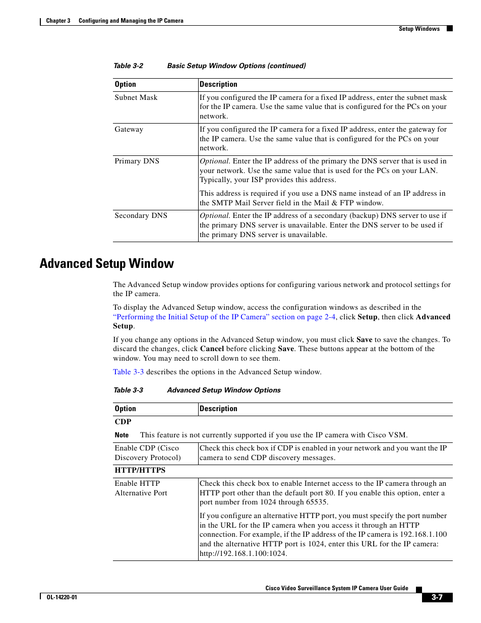 Advanced setup window, Advanced setup | Cisco CIVS-IPC-2500 User Manual | Page 27 / 82