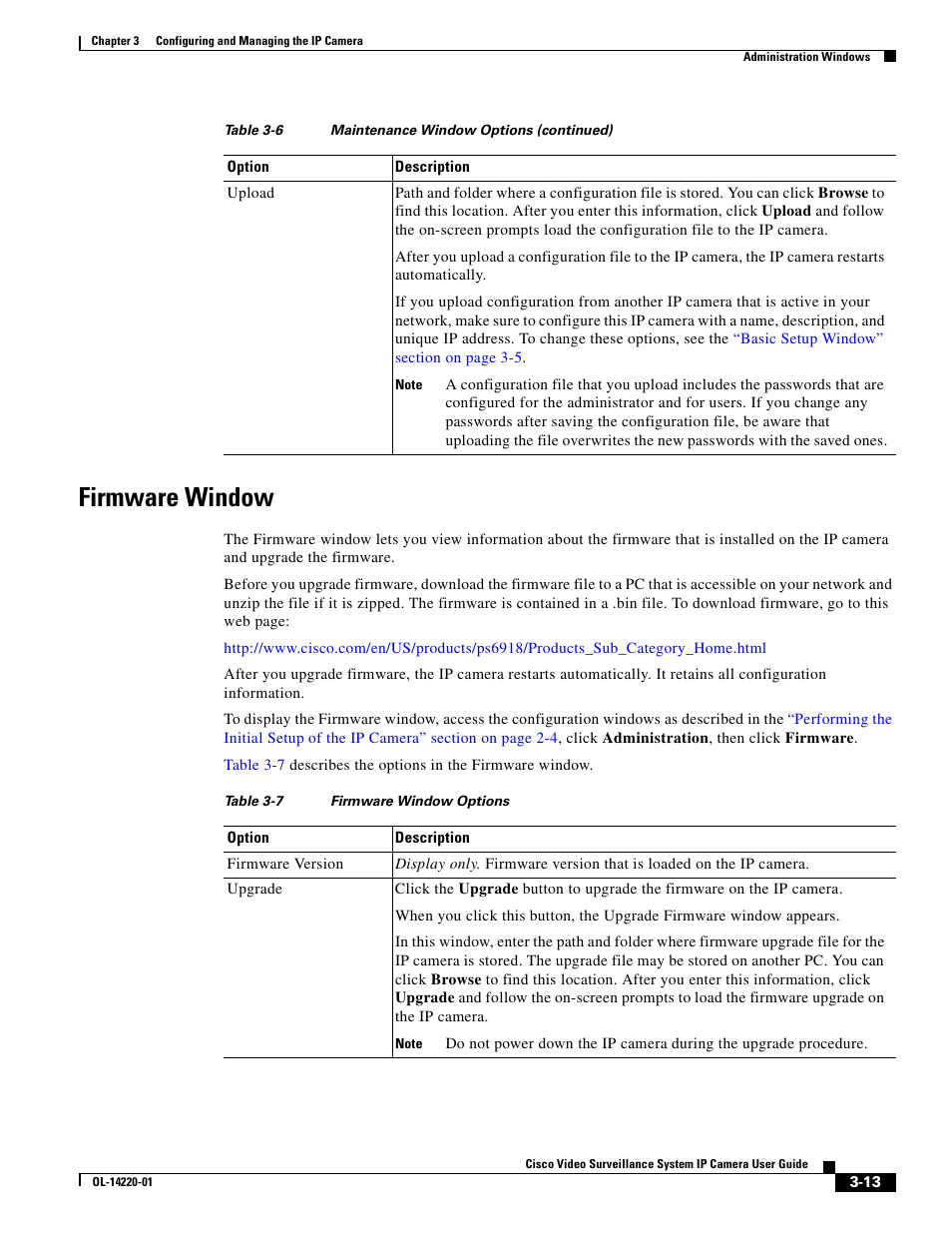 Firmware window | Cisco CIVS-IPC-2500 User Manual | Page 33 / 82