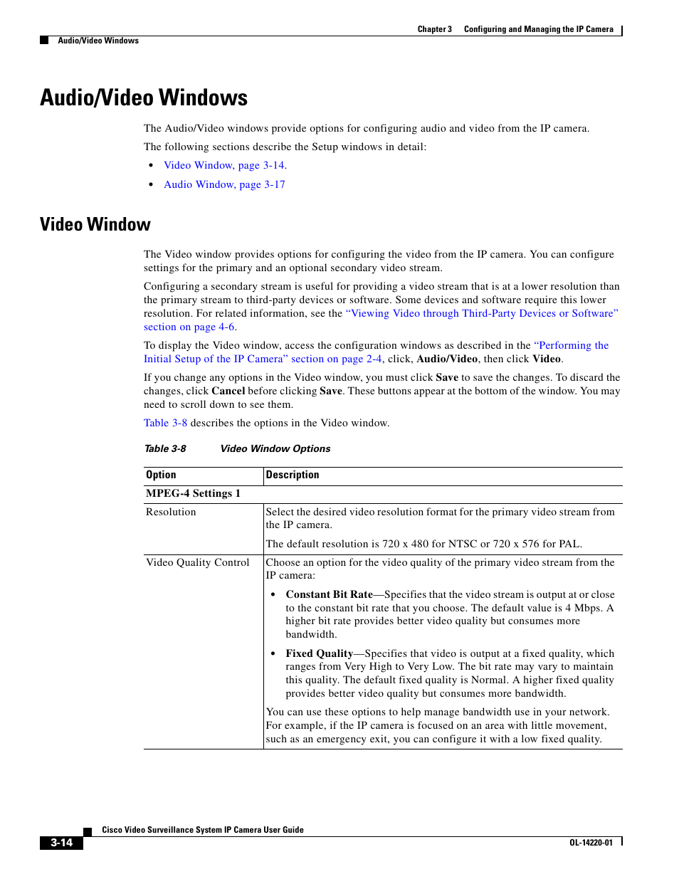 Audio/video windows, Video window, Video window” section | Cisco CIVS-IPC-2500 User Manual | Page 34 / 82