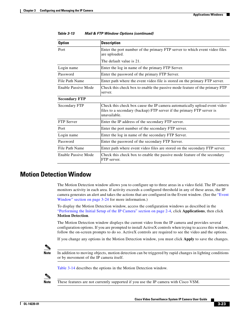 Motion detection window, Motion detection | Cisco CIVS-IPC-2500 User Manual | Page 43 / 82
