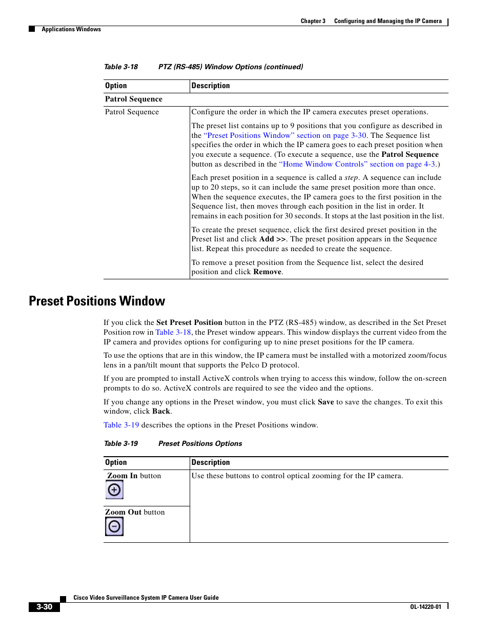 Preset positions window, Preset positions, Preset positions window” section | Cisco CIVS-IPC-2500 User Manual | Page 50 / 82