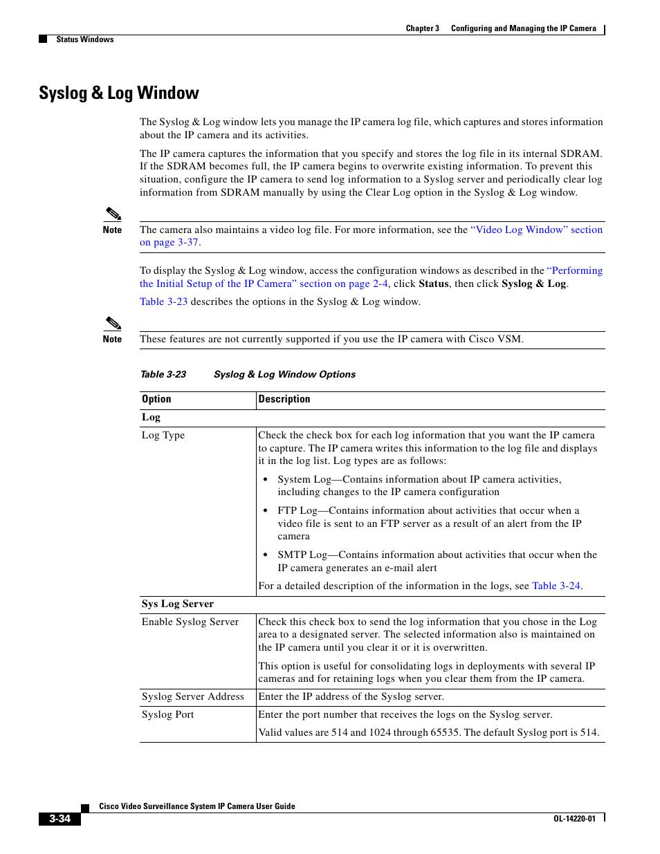 Syslog & log window | Cisco CIVS-IPC-2500 User Manual | Page 54 / 82