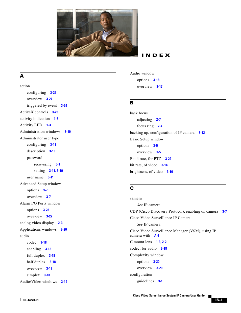 Index, N d e x | Cisco CIVS-IPC-2500 User Manual | Page 73 / 82