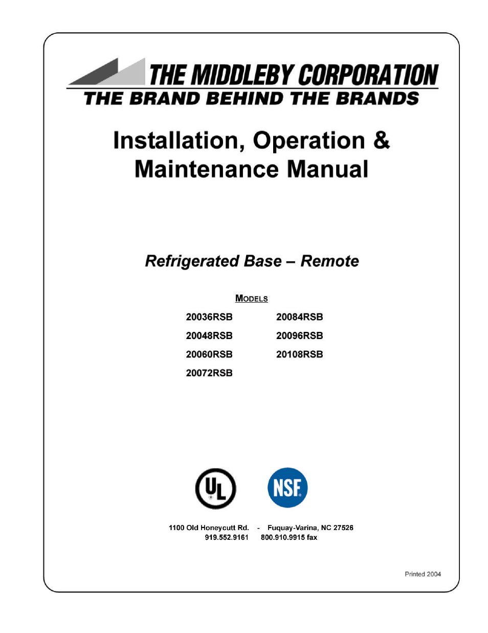 Southbend 20108RSB User Manual | 24 pages