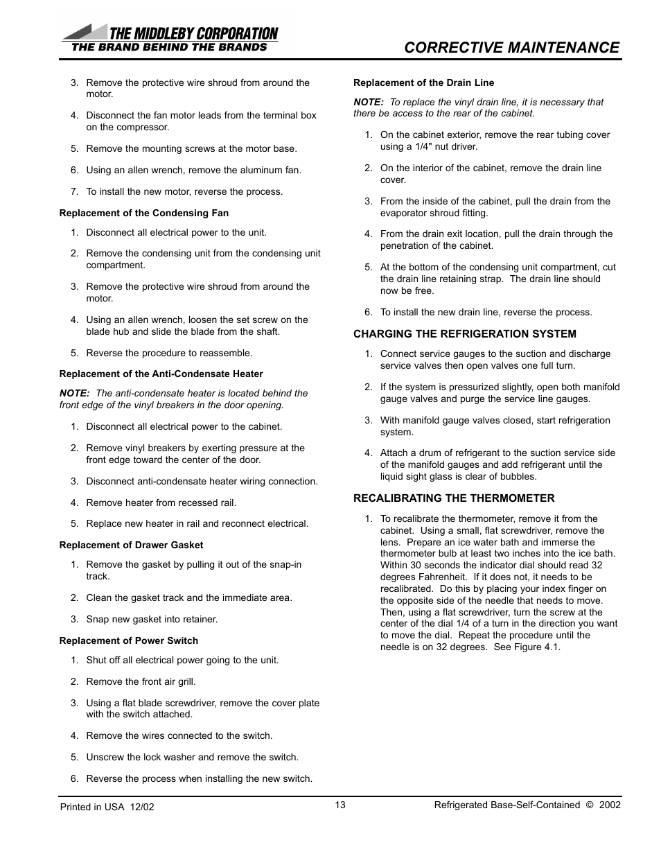 Corrective maintenance | Southbend 20120SB User Manual | Page 13 / 28