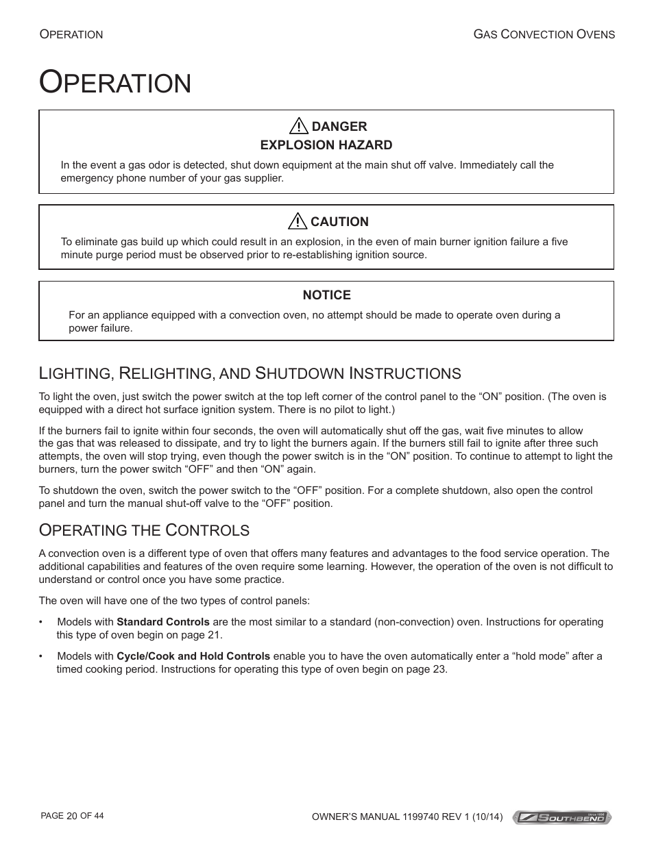 Peration | Southbend SL-Series User Manual | Page 20 / 44