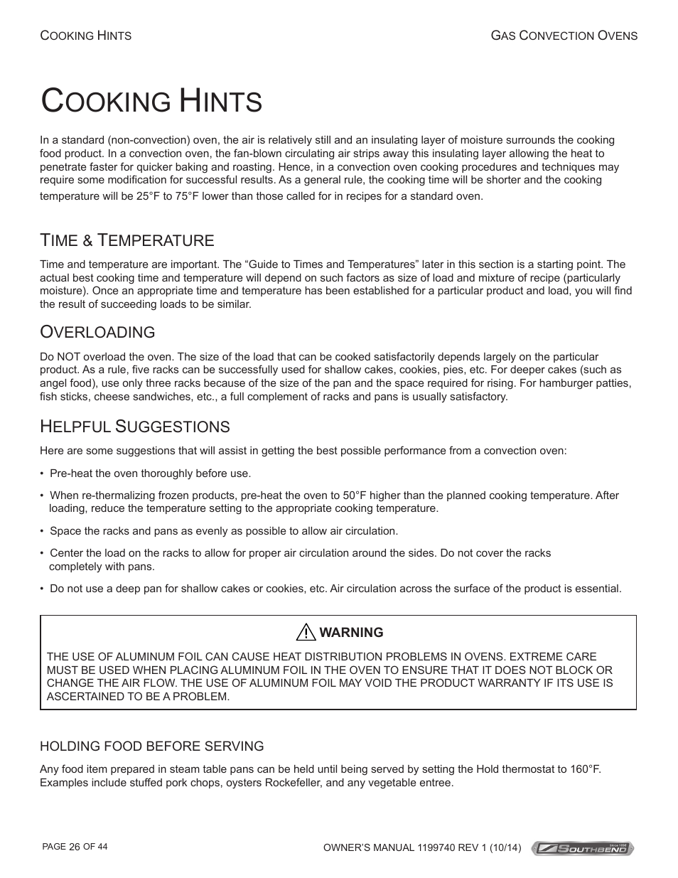 Ooking, Ints | Southbend SL-Series User Manual | Page 26 / 44